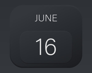 Design calendar 2021 year in trendy black style.Vector illustration symbol of a calendar. Stylish black gradient. Daily sign of the calendar for web site design, logo, app, UI/UX. Summer June