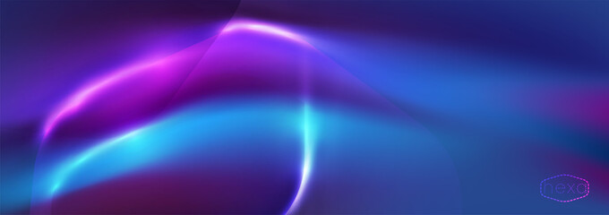 Glowing shield techno futuristic background. Neon light lines and smoky waves.  Network cyber technology. Protection shield concept.