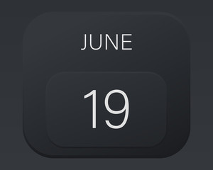 Design calendar 2021 year in trendy black style.Vector illustration symbol of a calendar. Stylish black gradient. Daily sign of the calendar for web site design, logo, app, UI/UX. Summer June