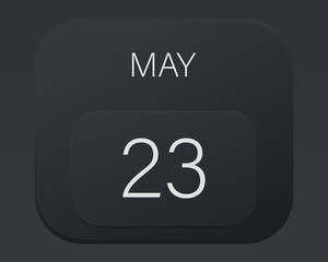 Design calendar 2021 year in trendy black style.Vector illustration symbol of a calendar. Stylish black gradient. Daily sign of the calendar for web site design, logo, app, UI/UX. Spring May