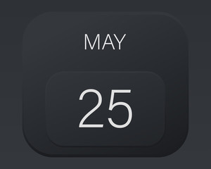 Design calendar 2021 year in trendy black style.Vector illustration symbol of a calendar. Stylish black gradient. Daily sign of the calendar for web site design, logo, app, UI/UX. Spring May
