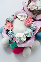 Festive Easter cake with decorations