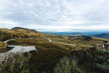 Fototapeta na wymiar Paisaje de montañas en Colombia, Parque natural Purace. 