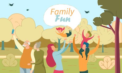 Family Fun in Green Park or Countryside Poster