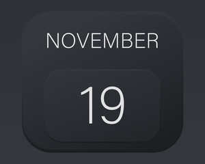 Design calendar 2021 year in trendy black style.Vector illustration symbol of a calendar.Stylish black gradient.Daily sign of the calendar for web site design,logo,app,UI/UX.Fall autumn November