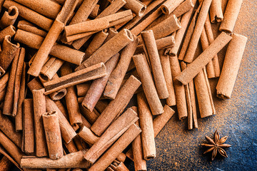 Cinnamon sticks background.