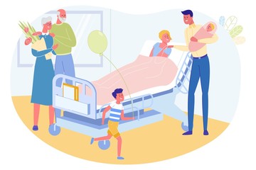 Family Celebrates Birth New Child, Illustration.