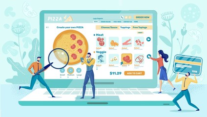 Small People Creating Website for Pizza Delivery.