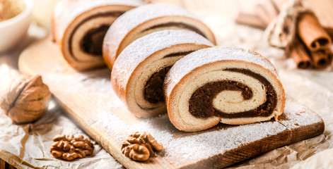 Traditional walnuts  or nut finest srtudel .