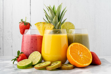 Collection of fruit smoothies.