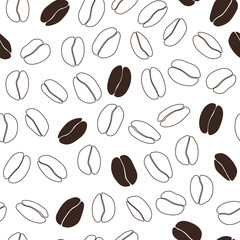 Coffee beans vector isolated seamless pattern 