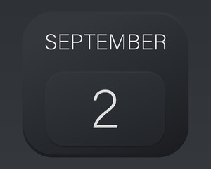 Design calendar 2021 year in trendy black style.Vector illustration symbol of a calendar.Stylish black gradient.Daily sign of the calendar for web site design,logo,app,UI/UX.Fall autumn September