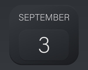 Design calendar 2021 year in trendy black style.Vector illustration symbol of a calendar.Stylish black gradient.Daily sign of the calendar for web site design,logo,app,UI/UX.Fall autumn September