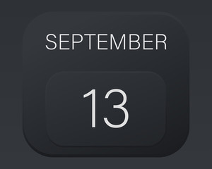 Design calendar 2021 year in trendy black style.Vector illustration symbol of a calendar.Stylish black gradient.Daily sign of the calendar for web site design,logo,app,UI/UX.Fall autumn September