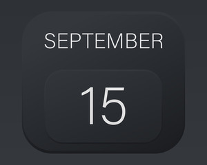 Design calendar 2021 year in trendy black style.Vector illustration symbol of a calendar.Stylish black gradient.Daily sign of the calendar for web site design,logo,app,UI/UX.Fall autumn September