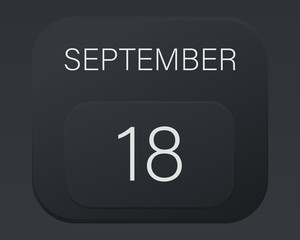 Design calendar 2021 year in trendy black style.Vector illustration symbol of a calendar.Stylish black gradient.Daily sign of the calendar for web site design,logo,app,UI/UX.Fall autumn September