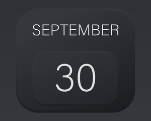 Design calendar 2021 year in trendy black style.Vector illustration symbol of a calendar.Stylish black gradient.Daily sign of the calendar for web site design,logo,app,UI/UX.Fall autumn September