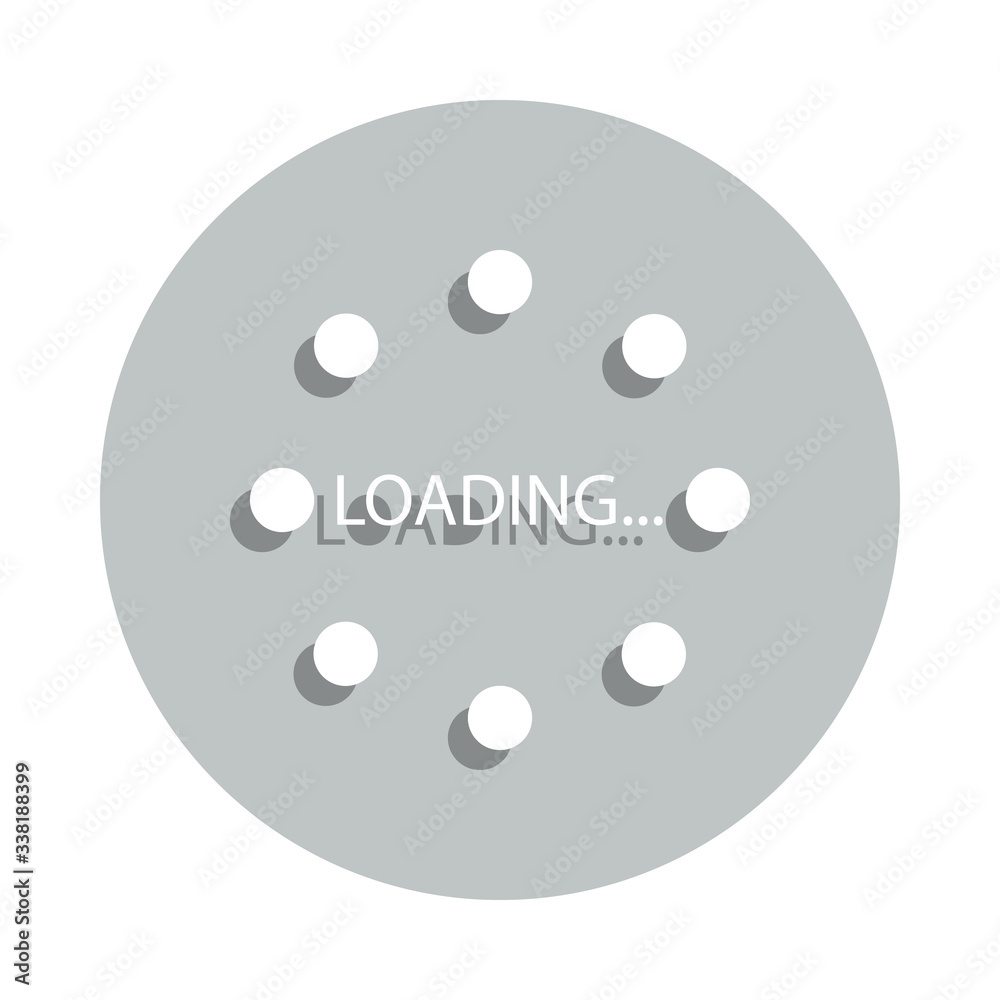 Poster loading points in round badge icon. simple glyph, flat vector of loader icons for ui and ux, website