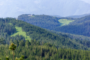 Panorama fron The Red Wall Peak at Rhodopes, Bulgaria