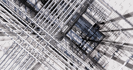 3D BIM model of reinforcement framework of the building