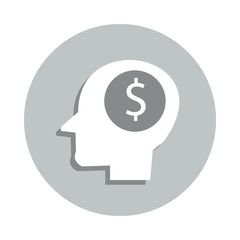 money in head badge icon. Simple glyph, flat vector of Banking icons for ui and ux, website or mobile application
