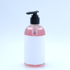 Bottle of hand sanitizer, antimicrobial liquid gel, germ prevention or antibacterial hygiene
