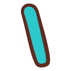 Long blue candy stick icon. Hand drawn illustration of long blue candy stick vector icon for web design