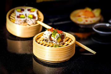 Japanese cuisine beautiful serving of dishes
