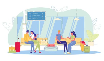 Couples in Vacation and Plane Trip Anticipation.