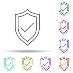 Check shield multi color icon. Simple thin line, outline vector of logistics icons for ui and ux, website or mobile application
