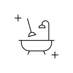 Bath and toilet brush icon. Simple line, outline vector elements of housework for ui and ux, website or mobile application