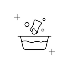 Cleaning bucket, glove icon. Simple line, outline vector elements of housework for ui and ux, website or mobile application