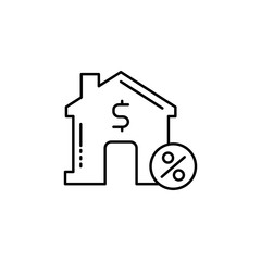 Percent, house, dollar icon. Simple line, outline vector elements of loan and investment for ui and ux, website or mobile application