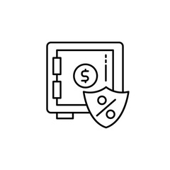 Safe, shield, percent icon. Simple line, outline vector elements of loan and investment for ui and ux, website or mobile application