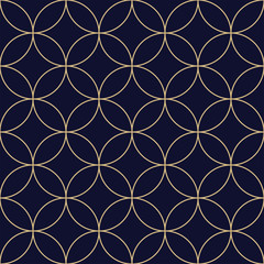 Fototapeta premium Geometric abstract pattern. Seamless vector background. Dark blue and gold texture. Graphic modern pattern