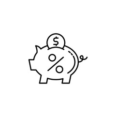 Piggy bank, percent, coin icon. Simple line, outline vector elements of loan and investment for ui and ux, website or mobile application