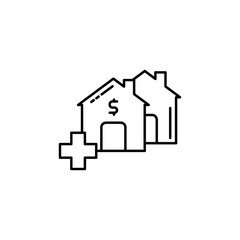 House, plus, rent icon. Simple line, outline vector elements of loan and investment for ui and ux, website or mobile application