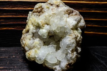 Druse of quartz mineral (rock crystal) close up
