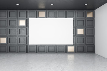 Contemporary interior room with empty banner