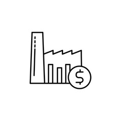 Factory, dollar icon. Simple line, outline vector elements of loan and investment for ui and ux, website or mobile application