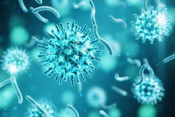 Blue germ virus 2019-nCov. - obrazy, fototapety, plakaty