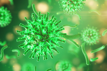Green coronavirus 2019-ncov flu infection.