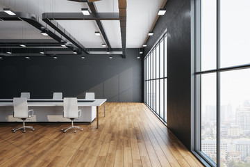 Naklejka premium Luxury meeting room with city view and daylight.