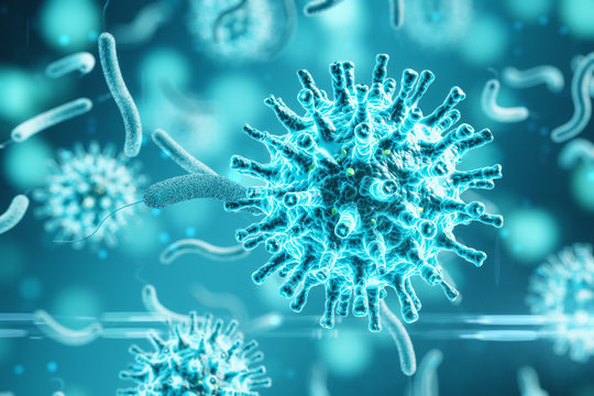 Blue germ virus bacteria 2019-nCov