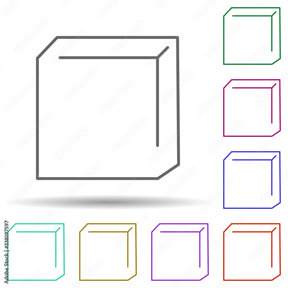 Poster cube geometry multi color icon. simple thin line, outline vector of school icons for ui and ux, webs