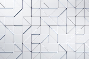 Abstract white geometric shapes background.