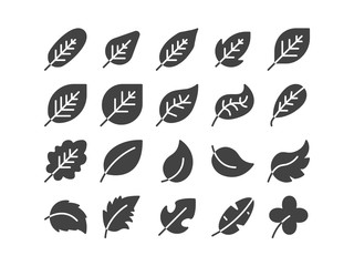 Diagonal Leaf Solid Glyph Icon Set Autumn fall and Spring Concept Minimal Style Illustration Vector EPS 10.