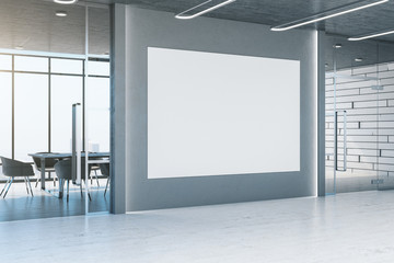 Contemporary conference office with blank banner
