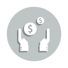 hand, dollar, coin badge icon. Simple glyph, flat vector of Business icons for ui and ux, website or mobile application