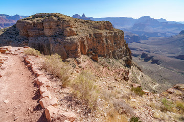 hiking the south kaibab trail at skeleton point in grand canyon national park, arizona, usa